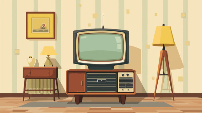 Old vintage television flat vector