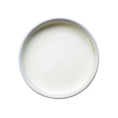 A bowl of milk isolated on a transparent background. Top view.