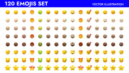 Emoji set vector illustration design. Facial circle signs for messengers.