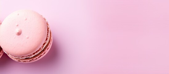 Two Vibrant Macarons Resting on a Soft Pink Background - Delicious French Desserts