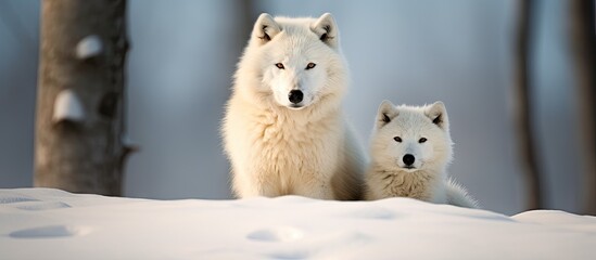 Majestic Arctic Wolves in a Snowy Wilderness - Pair of Alaskan White Wolves in Natural Habitat