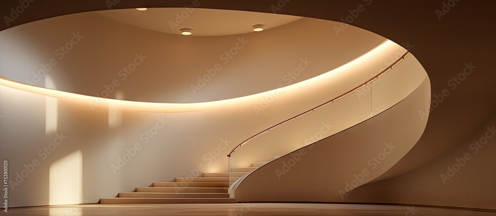 Wall mural Enigmatic Staircase Illuminated by Side Light Creating a Mysterious Ambiance