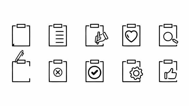 Clipboard, checklist, report, survey or agreement icon set