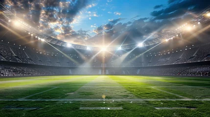 Tuinposter Full stadium background. lighting sport stadium. Image for winning, sport, competition. Empty copy space for ad, celebration, championships design.  © Divine123victory