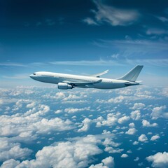 Fototapeta na wymiar Soaring Skies in the Clouds A Jetliner's Journey Through the Blue Yonder Generative AI