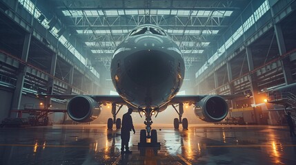 Airplane Maintenance in the Rain Aviation Workers Brave the Elements Generative AI