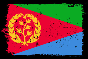 Eritrea flag - vector flag with stylish scratch effect and black grunge frame.