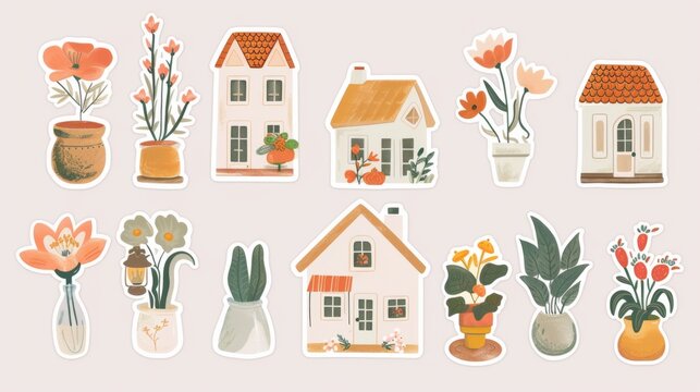 A bunch of stickers with different types of flowers