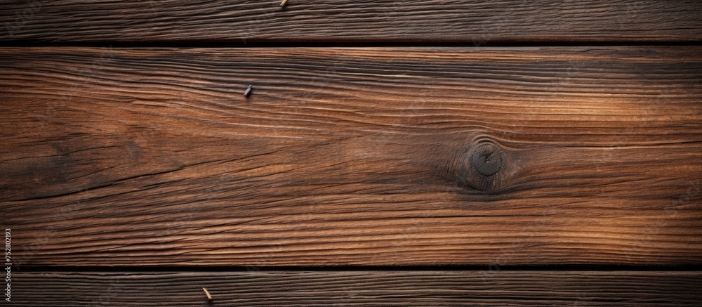 Poster Rustic Weathered Wooden Board with an Earthy Brown Stain Texture