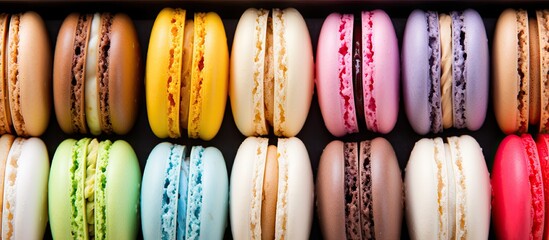 Vibrant Box of Colorful Macarons - Sweet and Delicate French Treats Collection