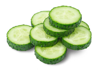 Cucumber slices isolated on transparent background.