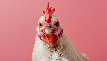 Chicken with a Pink Background A Catchy and Eye-Catching Image for Adobe Stock Generative AI - obrazy, fototapety, plakaty