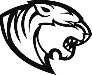 Tiger logo Design. Tiger icon, Brave cat Face vector template. Tiger Head design for Logo, Cat icon Sport Team logo design, Vector Template Illustration. Mascot Tiger Logo design graphic art work