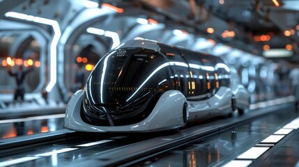 Fototapeta premium Detailed 3D futuristic vehicles in seamless transportation showcasing innovation and efficiency in mobility
