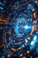Fototapeta premium Detailed 3D FTA and science and technology integration driving the digital economy and innovation