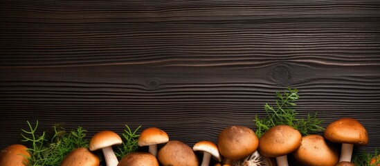 Fresh Mushrooms and Parsley on a Rustic Wooden Table - Farm to Table Concept