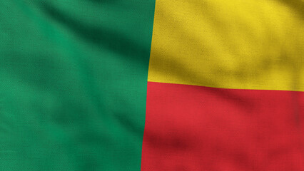 High detailed flag of Benin. National Benin flag. Africa. 3D Render.