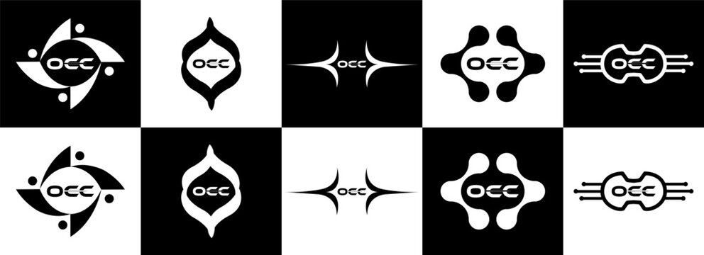 OCC logo. O C C design. White OCC letter. OCC, O C C letter logo design. Initial letter OCC linked circle uppercase monogram logo. O C C letter logo vector design. OCC letter logo design five style.