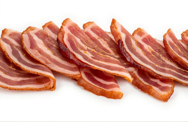 Bacon slices, cut out isolated on white background