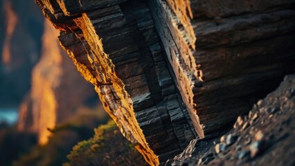 Close-up rock cliff wall