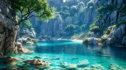 Emerald Escape, A Journey Through Natures Lush Canyons, The Serene Echo of Water in Paradise