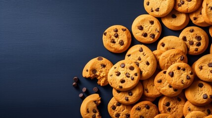 Chocolate Chip Cookies with Negative Space. Generative AI