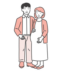 妊娠中の妻と夫の夫婦のベクターイラスト素材