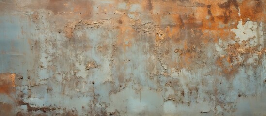 Weathered Rust Wall Revealing Layers of Decay and Time Erosion Texture Background