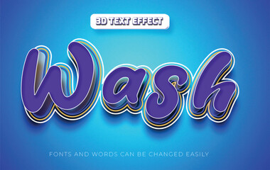 Wash 3d editable text effect style