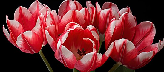 Vibrant Red and White Tulips Arranged in a Beautiful Bouquet for Spring Celebration