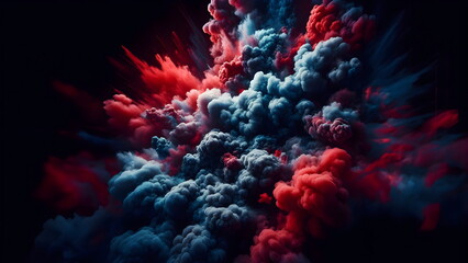 Obraz na płótnie Canvas dark blue smoke combined with red and purple smoke