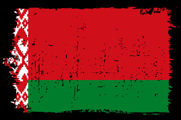 Belarus flag - vector flag with stylish scratch effect and black grunge frame.