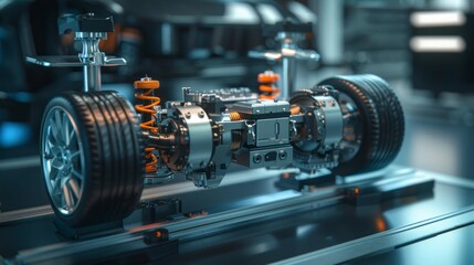 Fototapeta premium The engine hummed as the piston moved smoothly up and down inside the cylinder, bathed in oil to keep the gears of the car working flawlessly.