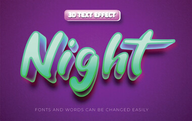 Night neon 3d editable text effect style