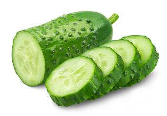 Cucumber sliced isolated on transparent background.