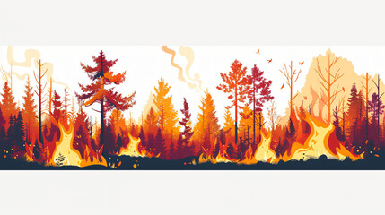 Forest fire illustration vector  at vector isolatted