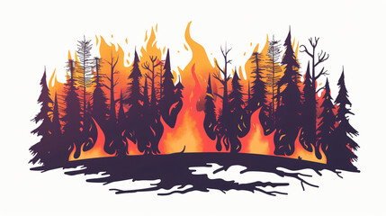 Forest fire illustration vector  at vector isolatted