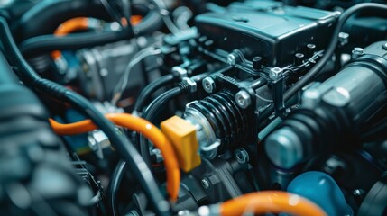Obraz premium The engine roared as the piston moved up and down within the cylinder, fueled by oil to keep the gears working smoothly in the car.