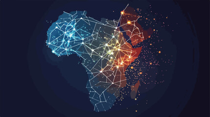 Abstract digital map of ghana with particles dots and - obrazy, fototapety, plakaty