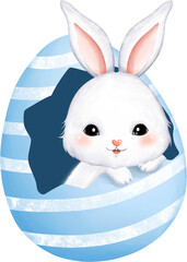 White Rabbit in Colorful Easter Egg