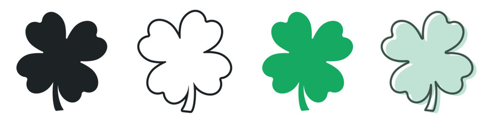 Good luck leaf for Patrik's Day. Set of vector design elements.