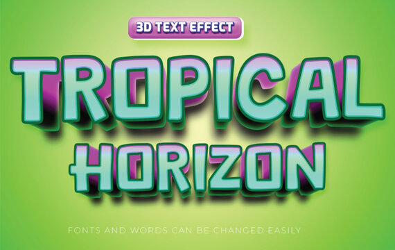 Tropical horizon 3d editable text effect style