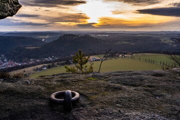 Sonnenuntergang in der Sächsischen Schweiz, aufgenommen auf dem Lilienstein 2
