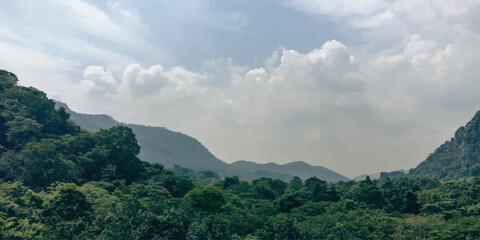 mountain view landscape with clouds