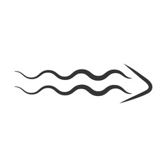 Wind direction of air movement sign, black curl lines silhouette sign of movement intensity, smoke fog or wind. Vector element on white isolate.