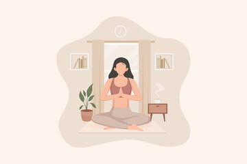 Woman doing Yoga Flat Illustration Design