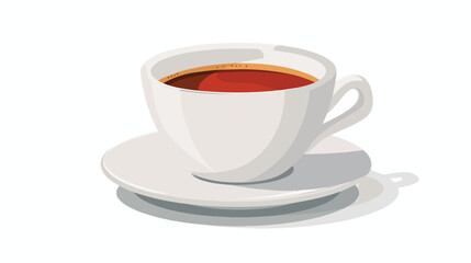 Espresso cup for fresh coffee on white background. Flat