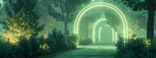 Architectural Luminescence: The Neon Arch