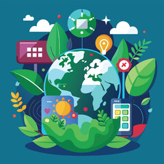 Flat design modern vector illustration concept of global earth . save the earth
