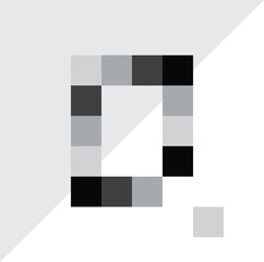 Letter Q from black squares and its derivative vector logo